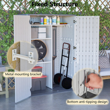 Rust Proof Resin Garden Equipment Storage with Partitions - Weatherproof, Spacious, UV Resistant Material