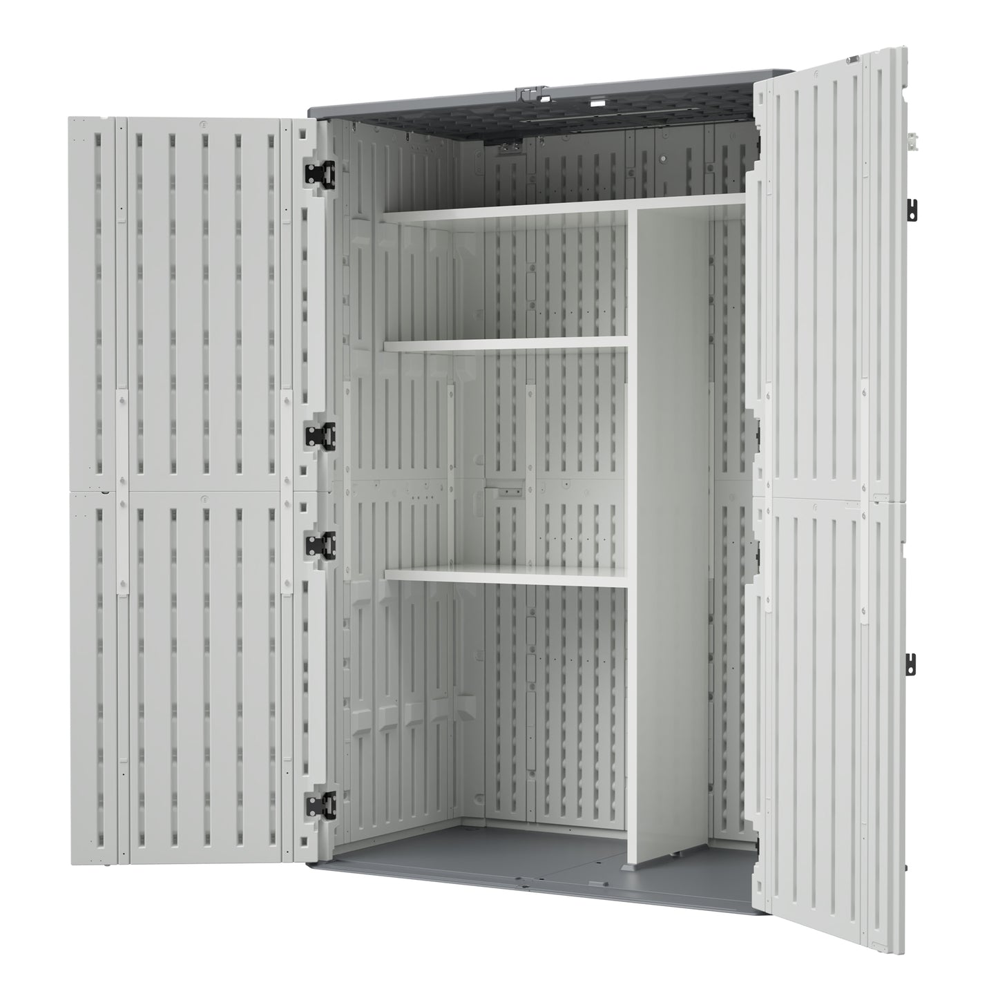 Rust Proof Resin Garden Equipment Storage with Partitions - Weatherproof, Spacious, UV Resistant Material