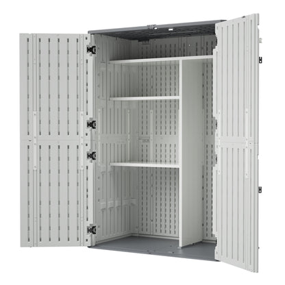 Rust Proof Resin Garden Equipment Storage with Partitions - Weatherproof, Spacious, UV Resistant Material