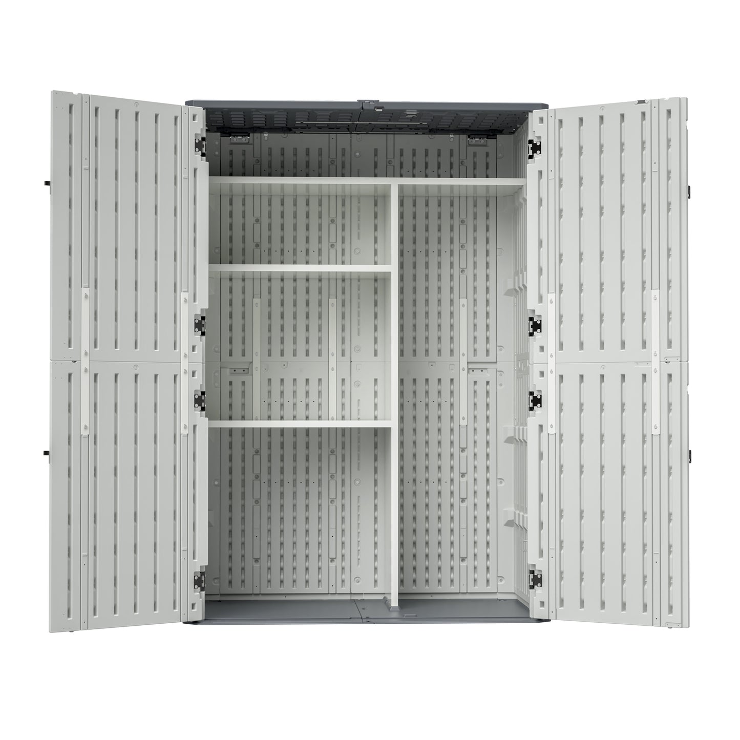 Rust Proof Resin Garden Equipment Storage with Partitions - Weatherproof, Spacious, UV Resistant Material