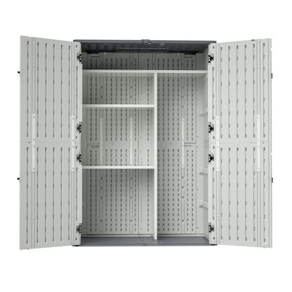 Rust Proof Resin Garden Equipment Storage with Partitions - Weatherproof, Spacious, UV Resistant Material
