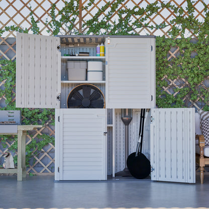 Rust Proof Resin Garden Equipment Storage with Partitions - Weatherproof, Spacious, UV Resistant Material