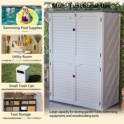 Rust Proof Resin Garden Equipment Storage with Partitions - Weatherproof, Spacious, UV Resistant Material