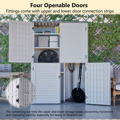 Rust Proof Resin Garden Equipment Storage with Partitions - Weatherproof, Spacious, UV Resistant Material