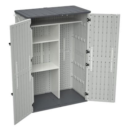 Rust Proof Resin Garden Equipment Storage with Partitions - Weatherproof, Spacious, UV Resistant Material