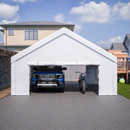 20x20 FT Event Shelter with Detachable Sides and Carport Capability - Equipped with Storage Solutions for Various Outdoor Occasions