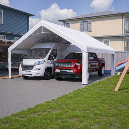 20x20 FT Event Shelter with Detachable Sides and Carport Capability - Equipped with Storage Solutions for Various Outdoor Occasions
