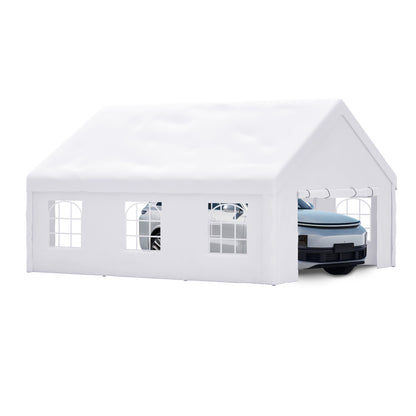 20x20 FT Event Shelter with Detachable Sides and Carport Capability - Equipped with Storage Solutions for Various Outdoor Occasions