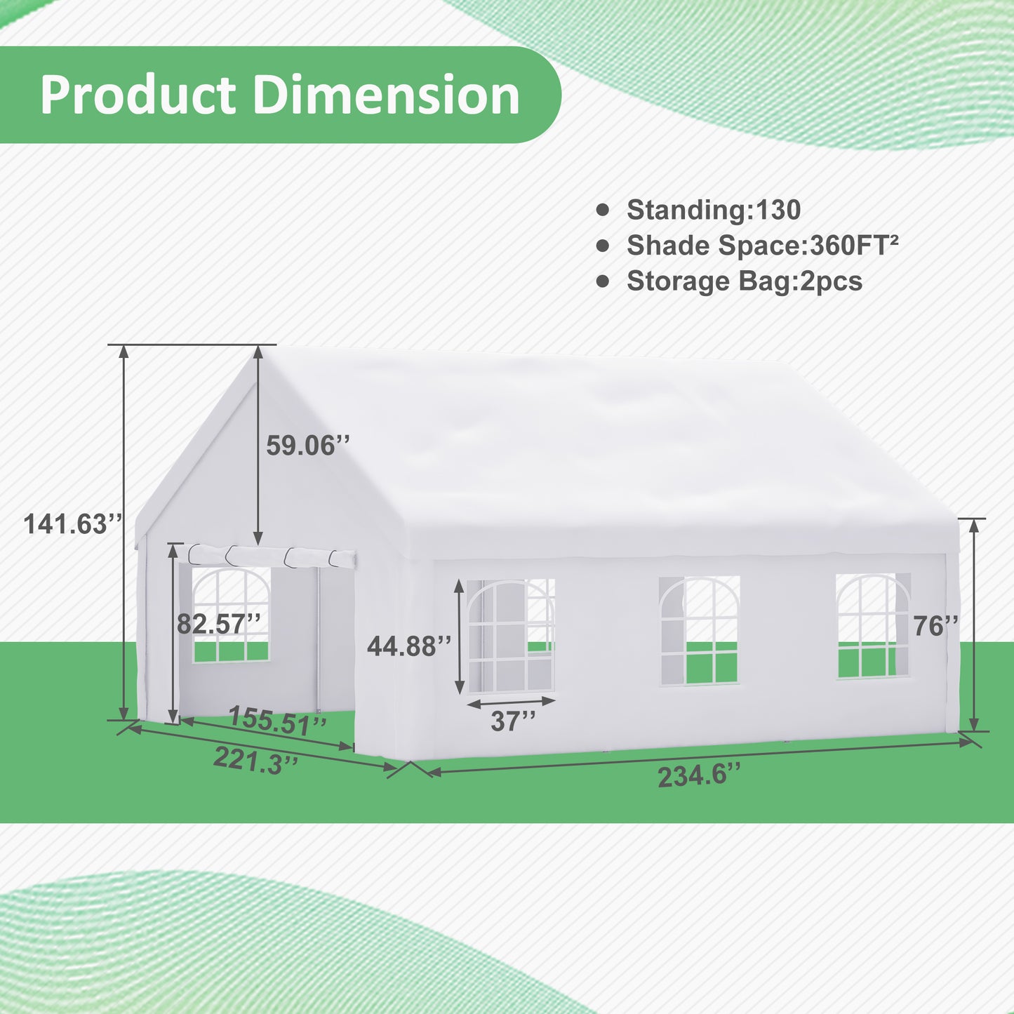 20x20 FT Event Shelter with Detachable Sides and Carport Capability - Equipped with Storage Solutions for Various Outdoor Occasions