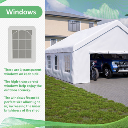 20x20 FT Event Shelter with Detachable Sides and Carport Capability - Equipped with Storage Solutions for Various Outdoor Occasions
