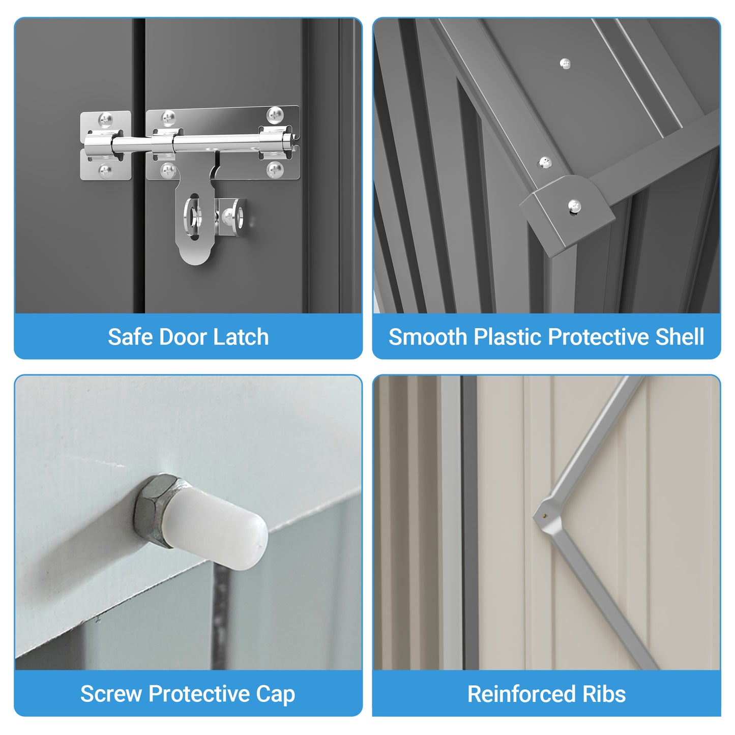 10x12 FT Gray Outdoor Storage Shed, Heavy Duty Rust-Resistant Steel Tool Shed with Floor Frame Kit