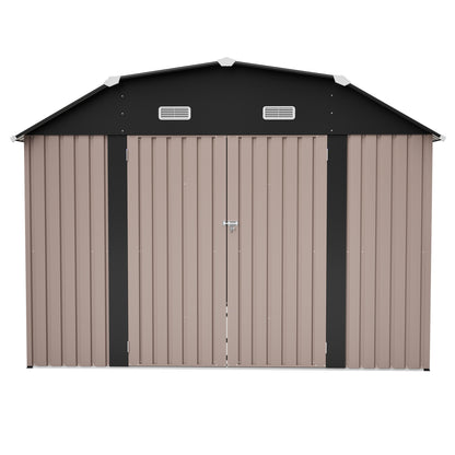 10' x 12' Metal Outdoor Storage Shed with Floor Frame Kit Tool Shed Heavy Duty