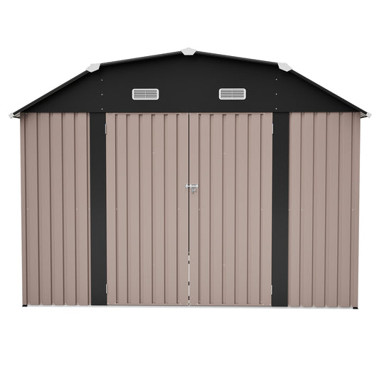 10' x 12' Metal Outdoor Storage Shed with Floor Frame Kit Tool Shed Heavy Duty