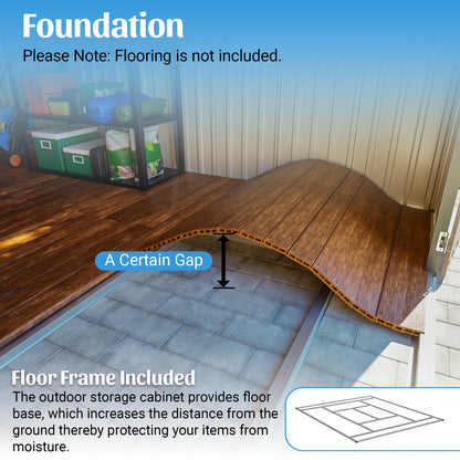 10' x 12' Metal Outdoor Storage Shed with Floor Frame Kit Tool Shed Heavy Duty