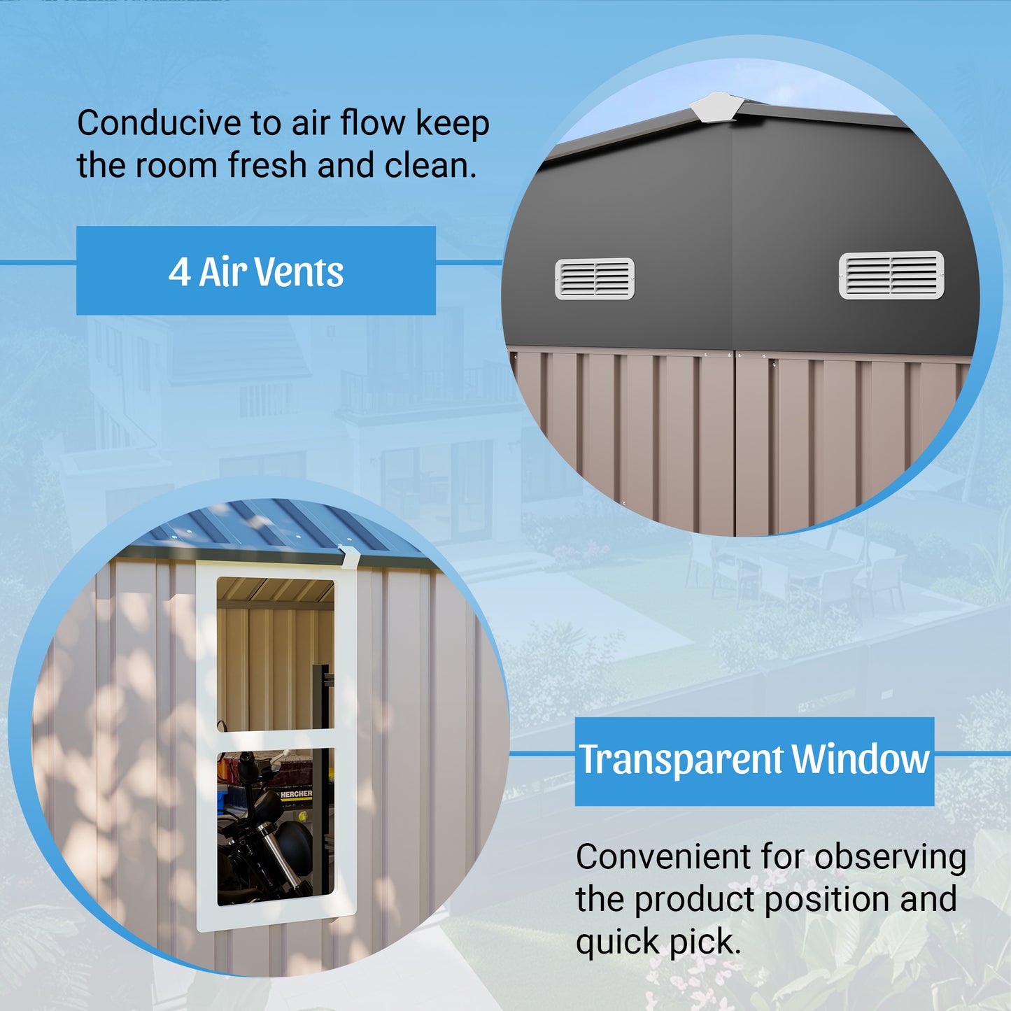 10' x 12' Metal Outdoor Storage Shed with Floor Frame Kit Tool Shed Heavy Duty