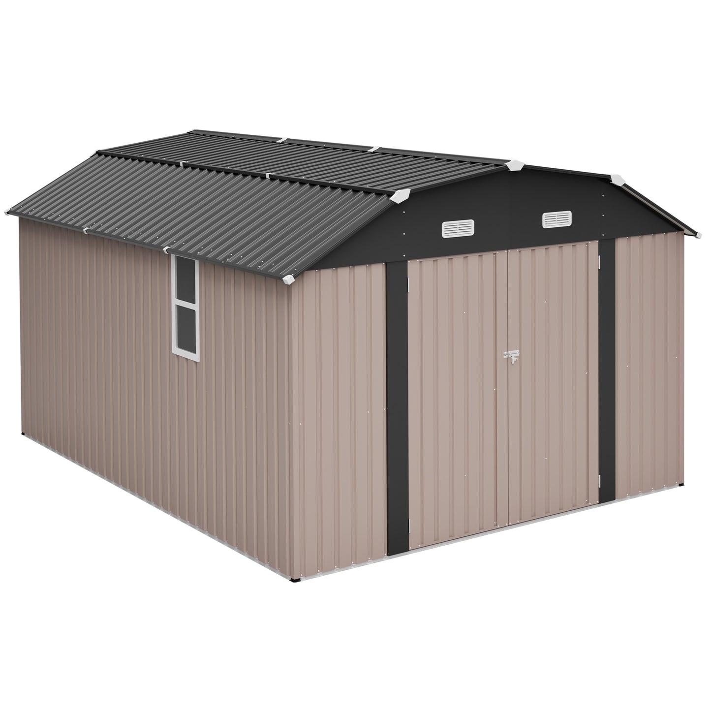 10' x 12' Metal Outdoor Storage Shed with Floor Frame Kit Tool Shed Heavy Duty