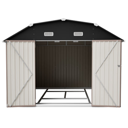 10' x 12' Metal Outdoor Storage Shed with Floor Frame Kit Tool Shed Heavy Duty