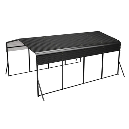13x20 FT Metal Carport,Garage with Upgraded Triangle Reinforced Frame&4 Poles,Galvanized Steel Hardtop Roof,Heavy-Duty All-Weather Shelter for Car,Truck,Boat,Outdoor Storage