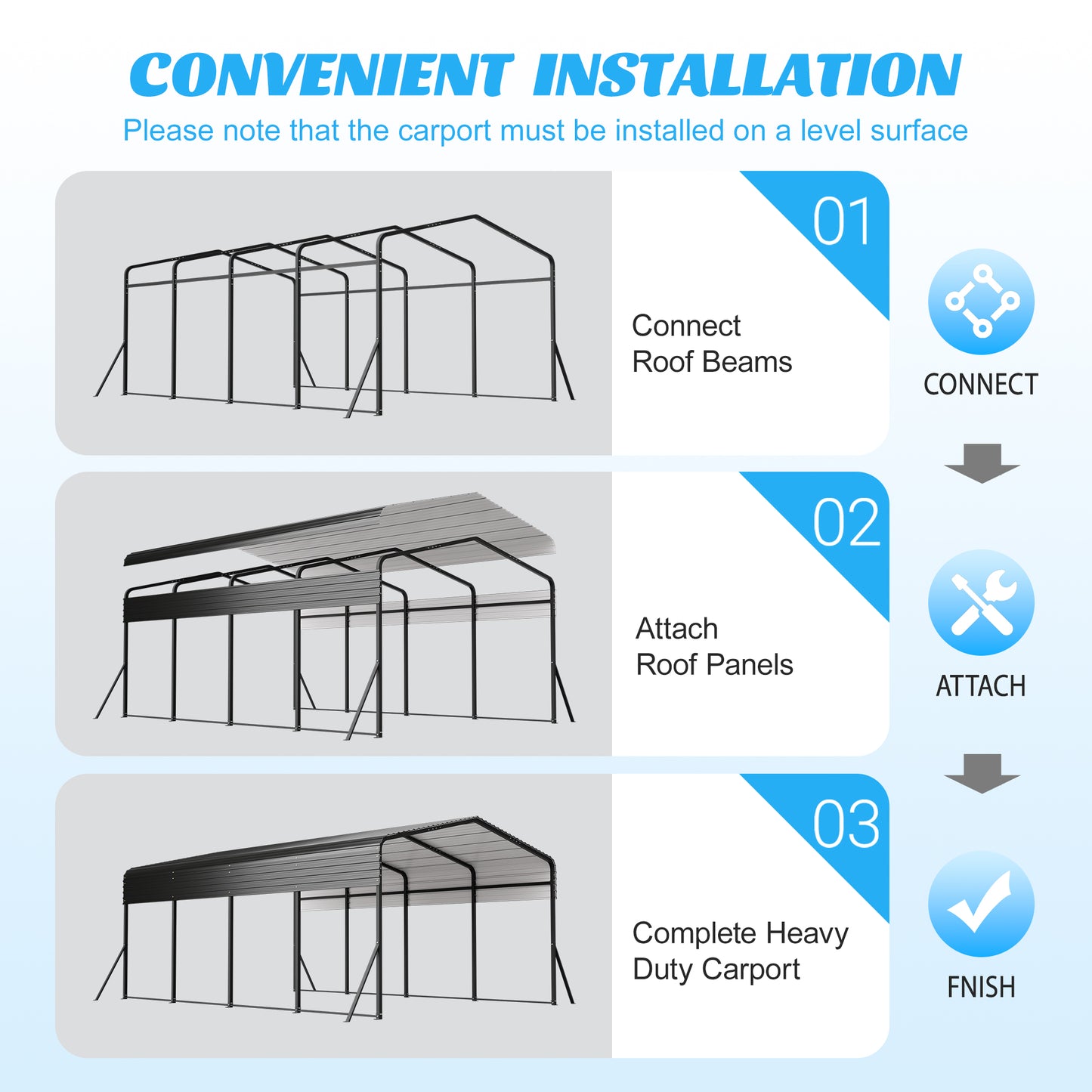 13x20 FT Metal Carport,Garage with Upgraded Triangle Reinforced Frame&4 Poles,Galvanized Steel Hardtop Roof,Heavy-Duty All-Weather Shelter for Car,Truck,Boat,Outdoor Storage