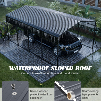 13x20 FT Metal Carport,Garage with Upgraded Triangle Reinforced Frame&4 Poles,Galvanized Steel Hardtop Roof,Heavy-Duty All-Weather Shelter for Car,Truck,Boat,Outdoor Storage