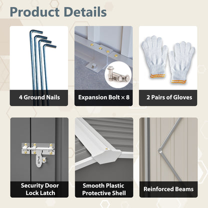 12×14 ft Outdoor Metal Storage Shed, Large Garden Tool Shed with Lockable Double Doors, Waterproof Yard Building, Patio, Light Gray