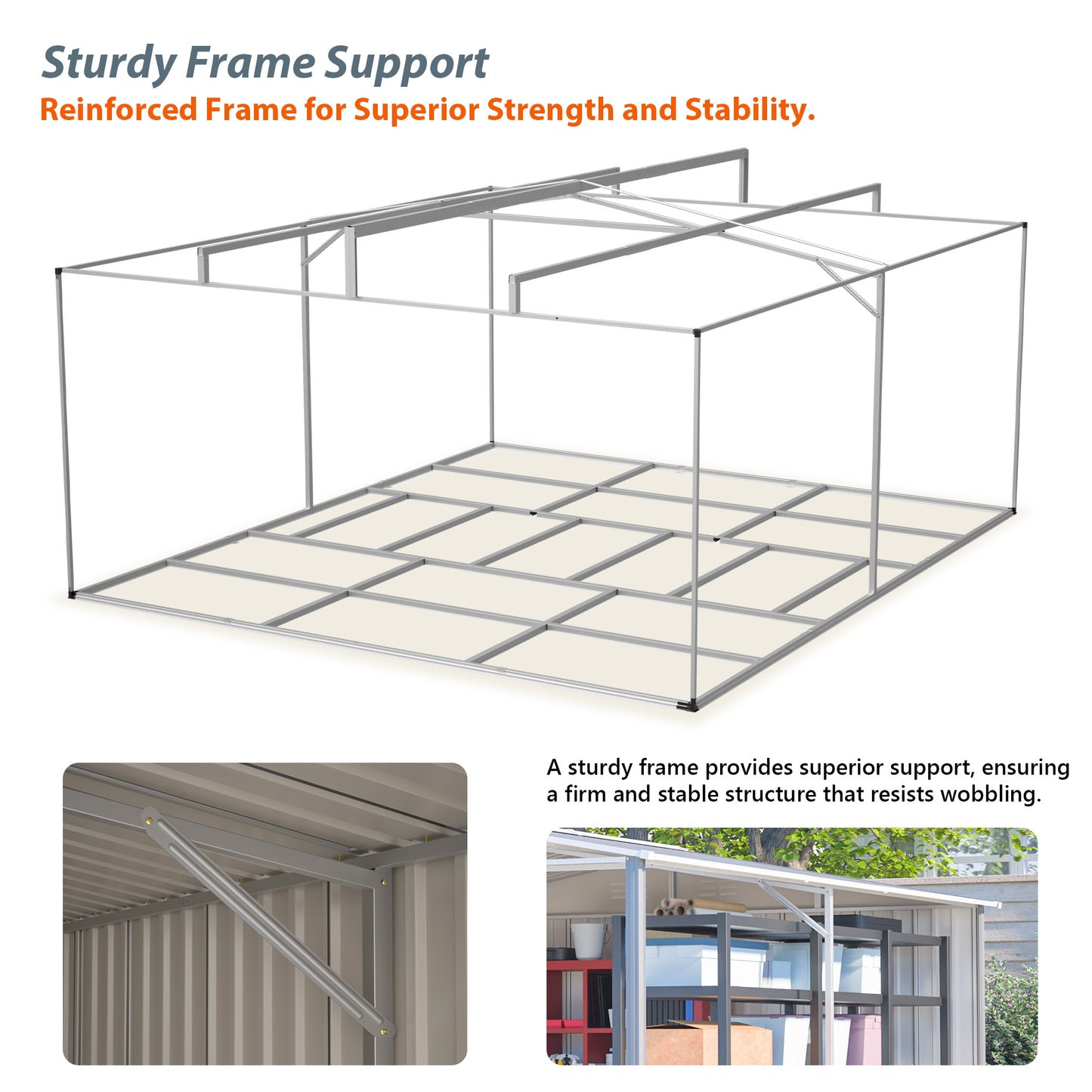 12×14 ft Outdoor Metal Storage Shed, Large Garden Tool Shed with Lockable Double Doors, Waterproof Yard Building, Patio, Light Gray