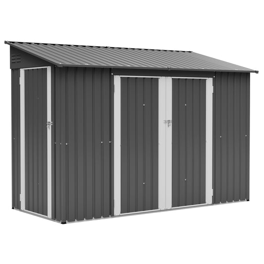 9x4 FT Outdoor Storage Shed with Lockable Door, Heavy Duty Metal Garden Shed for Lawn Mower, Tools, Bikes, Waste Bins - All Weather & Waterproof (Dark Gray)
