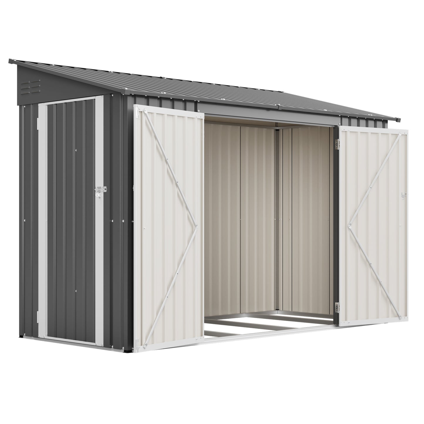 9x4 FT Outdoor Storage Shed with Lockable Door, Heavy Duty Metal Garden Shed for Lawn Mower, Tools, Bikes, Waste Bins - All Weather & Waterproof (Dark Gray)