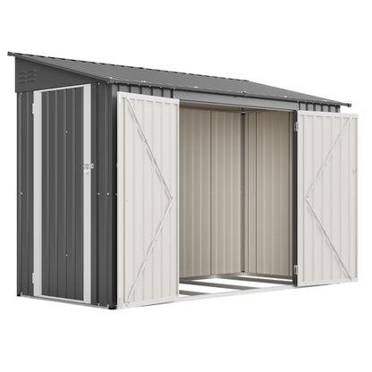 9x4 FT Outdoor Storage Shed with Lockable Door, Heavy Duty Metal Garden Shed for Lawn Mower, Tools, Bikes, Waste Bins - All Weather & Waterproof (Dark Gray)