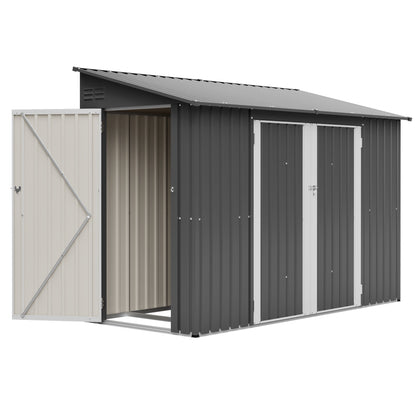 9x4 FT Outdoor Storage Shed with Lockable Door, Heavy Duty Metal Garden Shed for Lawn Mower, Tools, Bikes, Waste Bins - All Weather & Waterproof (Dark Gray)