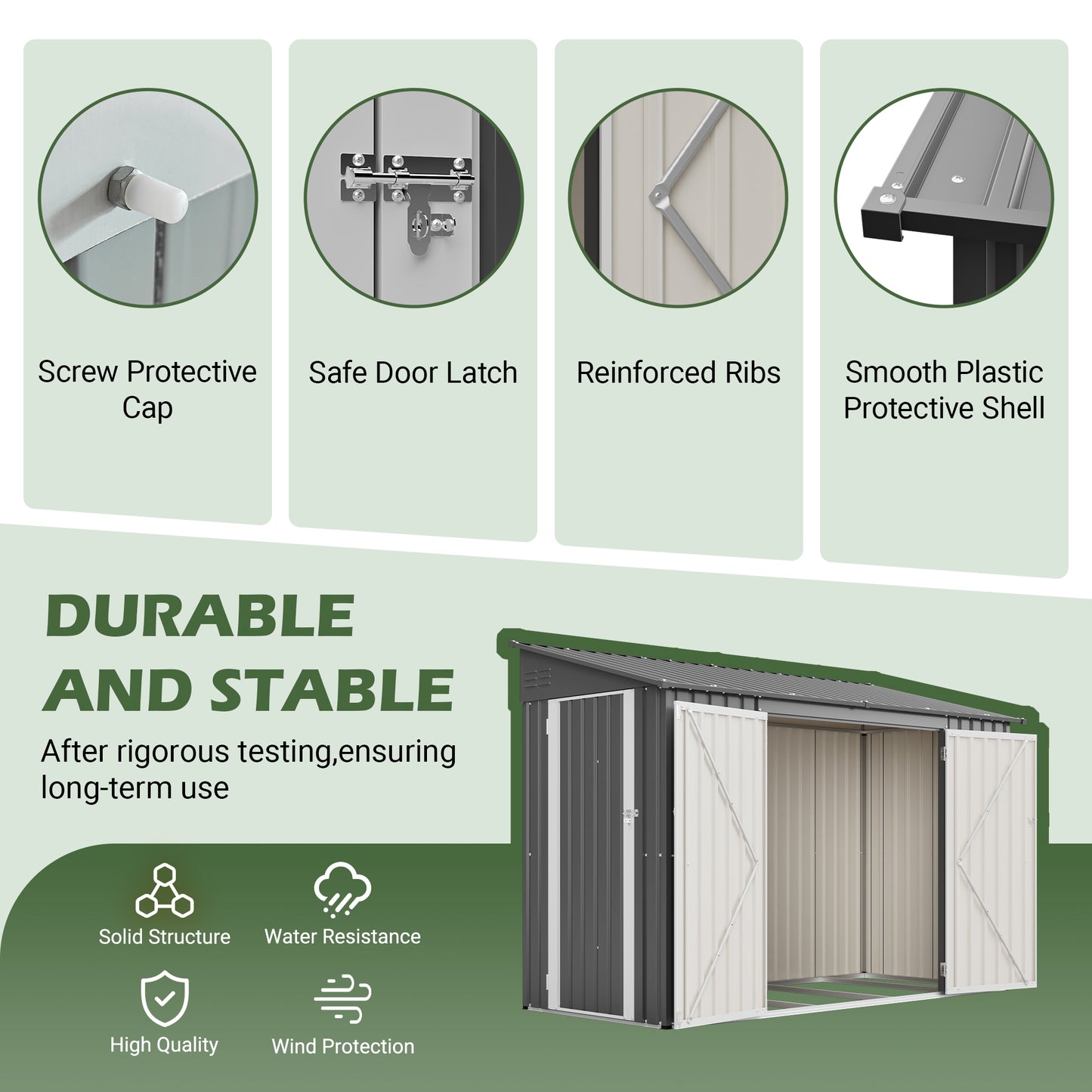 9x4 FT Outdoor Storage Shed with Lockable Door, Heavy Duty Metal Garden Shed for Lawn Mower, Tools, Bikes, Waste Bins - All Weather & Waterproof (Dark Gray)
