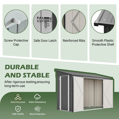 9x4 FT Outdoor Storage Shed with Lockable Door, Heavy Duty Metal Garden Shed for Lawn Mower, Tools, Bikes, Waste Bins - All Weather & Waterproof (Dark Gray)