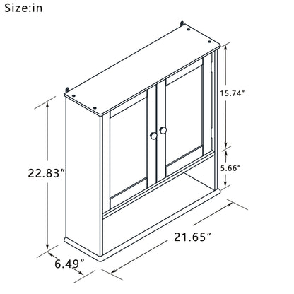 Bathroom Wall Cabinet with Doule Mirror Doors and Shelvs