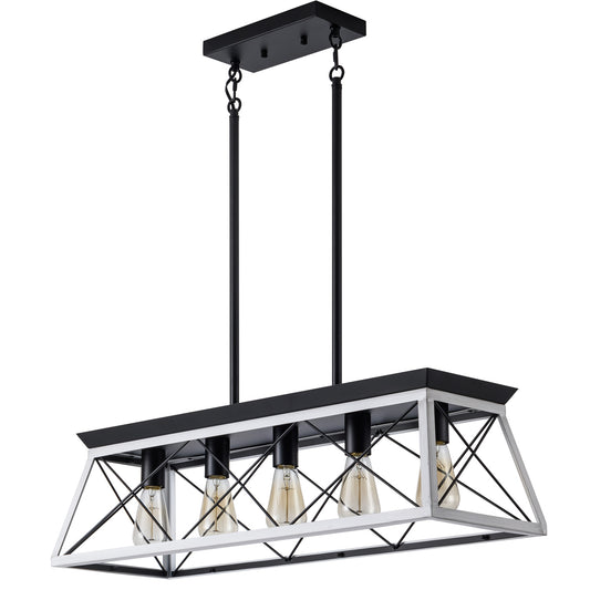 5-Light Farmhouse Chandeliers For Dining Room white