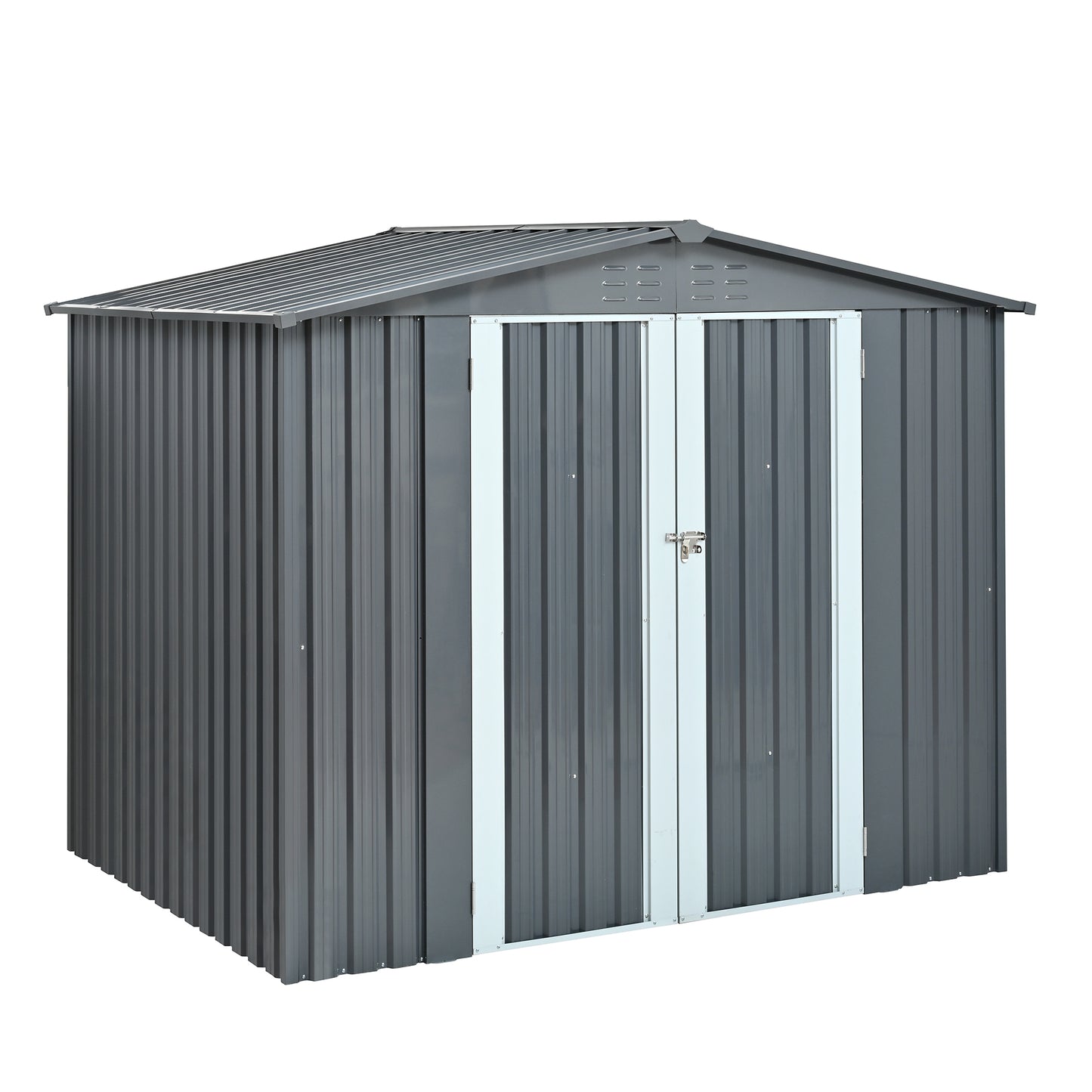 Metal Storage Shed with Double Doors, Heavy-Duty Galvanized Steel Outdoor Garden Shed for Tools, Lawn Equipment, and Yard Storage (72.8"Hx68.9"Dx87.8"W)