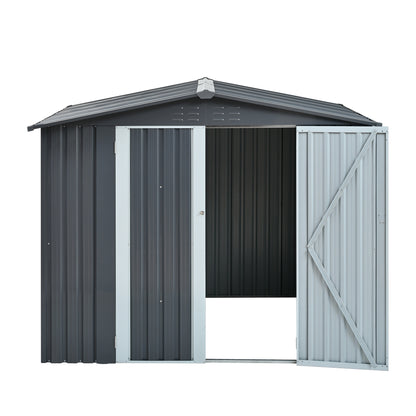Metal Storage Shed with Double Doors, Heavy-Duty Galvanized Steel Outdoor Garden Shed for Tools, Lawn Equipment, and Yard Storage (72.8"Hx68.9"Dx87.8"W)