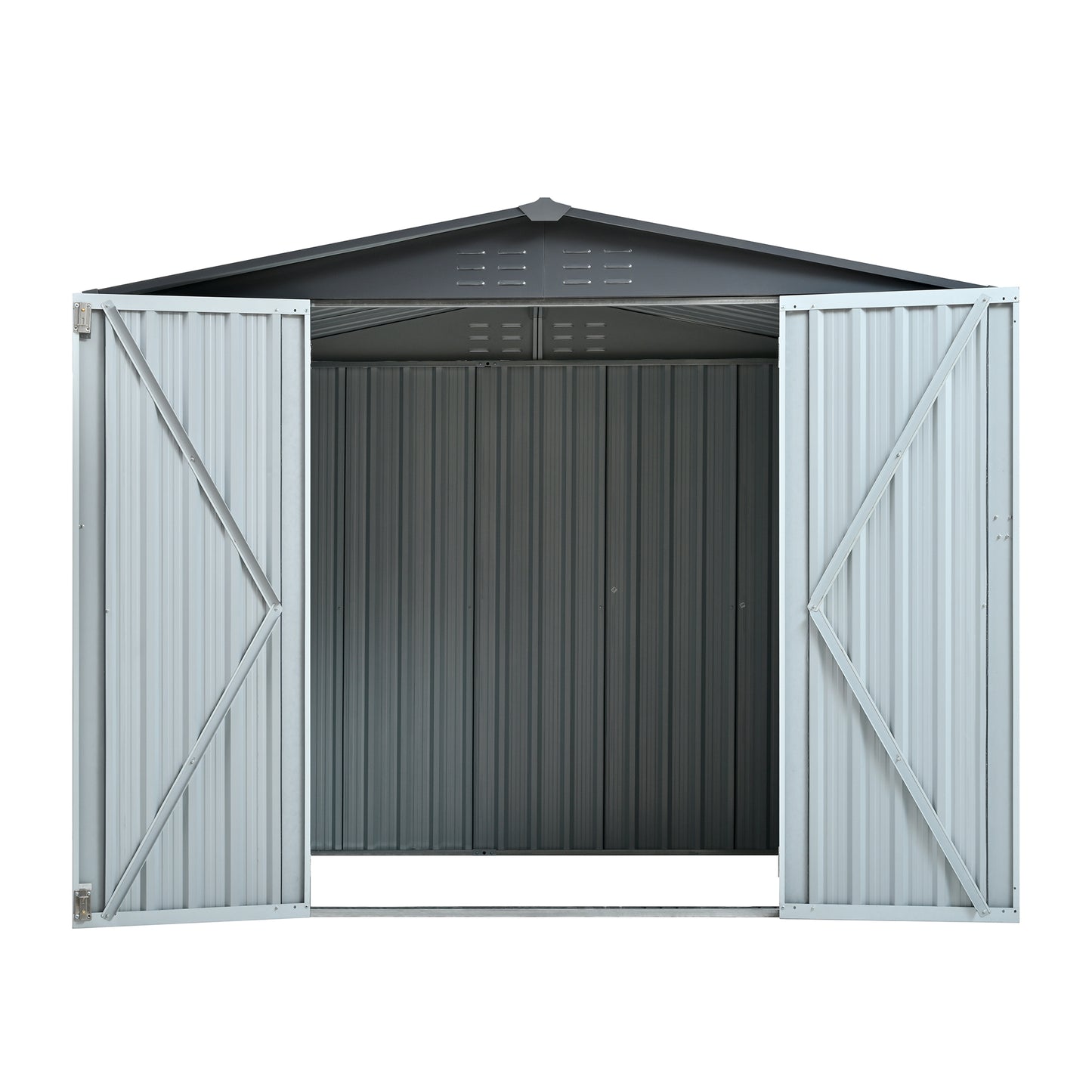 Metal Storage Shed with Double Doors, Heavy-Duty Galvanized Steel Outdoor Garden Shed for Tools, Lawn Equipment, and Yard Storage (72.8"Hx68.9"Dx87.8"W)