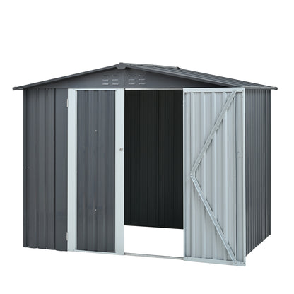 Metal Storage Shed with Double Doors, Heavy-Duty Galvanized Steel Outdoor Garden Shed for Tools, Lawn Equipment, and Yard Storage (72.8"Hx68.9"Dx87.8"W)