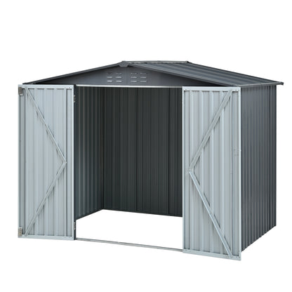 Metal Storage Shed with Double Doors, Heavy-Duty Galvanized Steel Outdoor Garden Shed for Tools, Lawn Equipment, and Yard Storage (72.8"Hx68.9"Dx87.8"W)