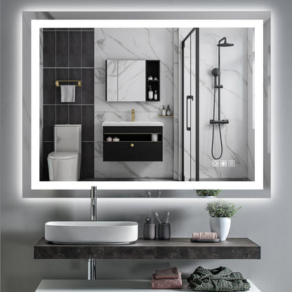48" x 36" LED Bathroom Mirror with Anti-Fog and Touch Sensor – Modern Frameless Lighted Wall Mirror for Bathroom Vanity, Shower Room, or Dressing Area