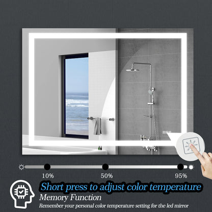 48" x 36" LED Bathroom Mirror with Anti-Fog and Touch Sensor – Modern Frameless Lighted Wall Mirror for Bathroom Vanity, Shower Room, or Dressing Area