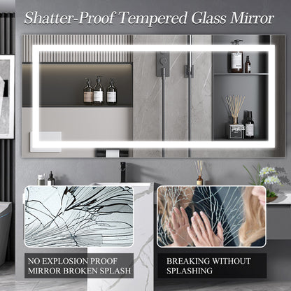 72" x 36" LED Bathroom Mirror with Anti-Fog and Touch Sensor – Modern Frameless Lighted Wall Mirror for Bathroom Vanity, Shower Room, or Dressing Area