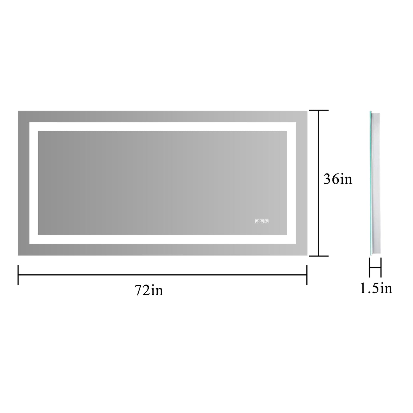 72" x 36" LED Bathroom Mirror with Anti-Fog and Touch Sensor – Modern Frameless Lighted Wall Mirror for Bathroom Vanity, Shower Room, or Dressing Area