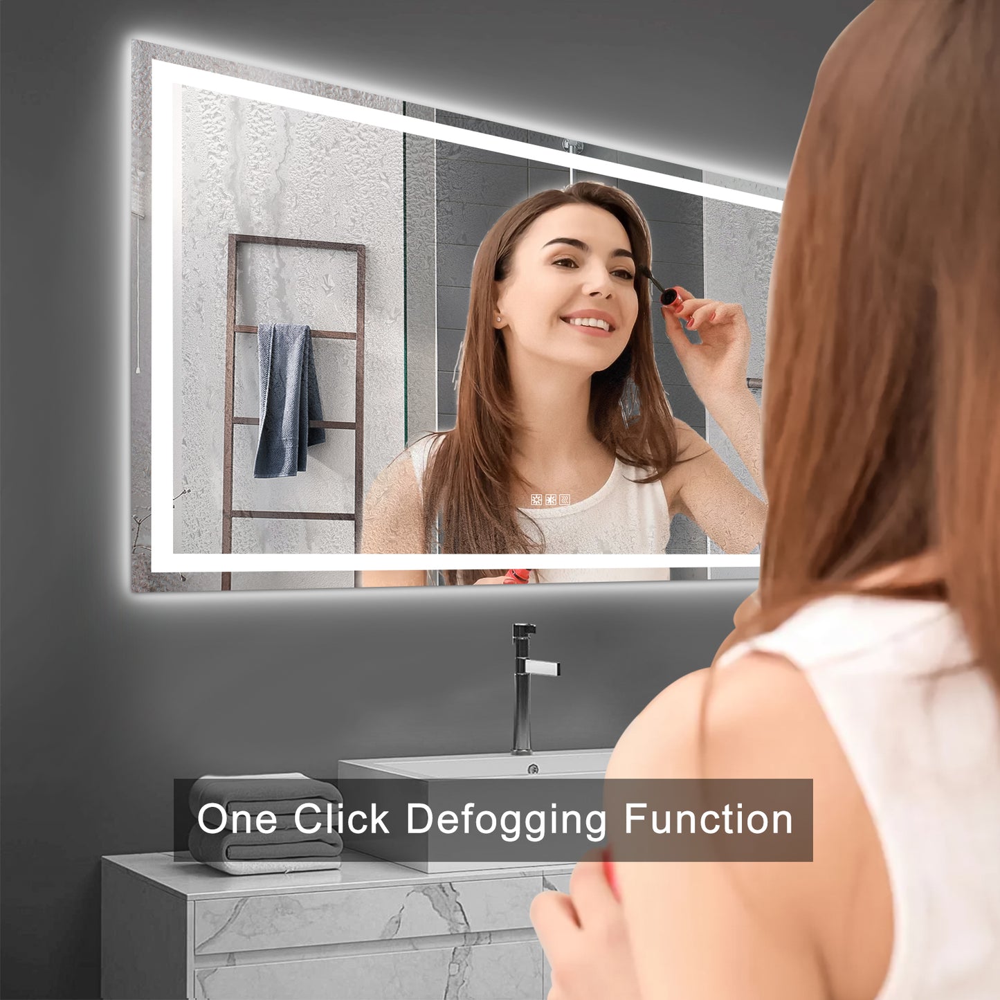 72" x 36" LED Bathroom Mirror with Anti-Fog and Touch Sensor – Modern Frameless Lighted Wall Mirror for Bathroom Vanity, Shower Room, or Dressing Area