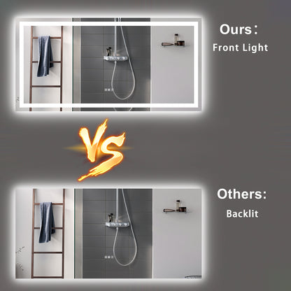 72" x 36" LED Bathroom Mirror with Anti-Fog and Touch Sensor – Modern Frameless Lighted Wall Mirror for Bathroom Vanity, Shower Room, or Dressing Area