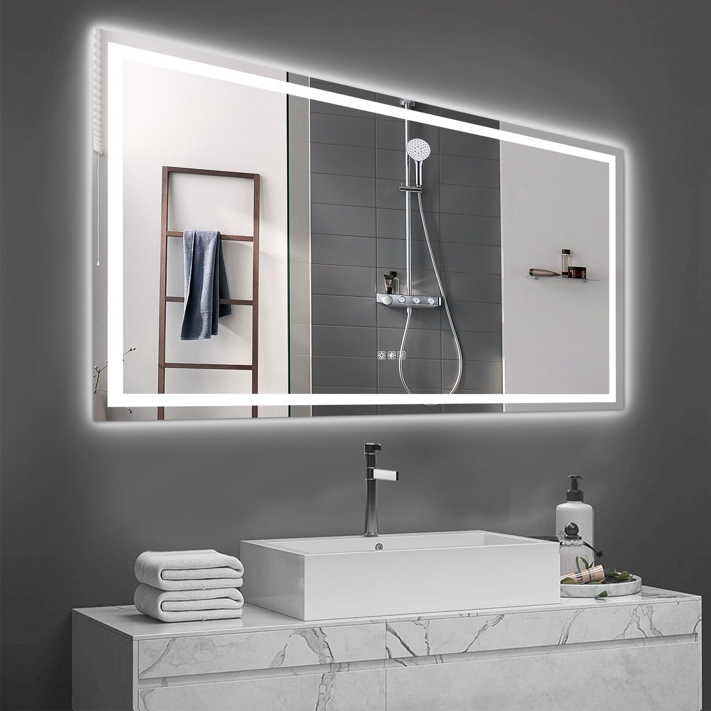 72" x 36" LED Bathroom Mirror with Anti-Fog and Touch Sensor – Modern Frameless Lighted Wall Mirror for Bathroom Vanity, Shower Room, or Dressing Area