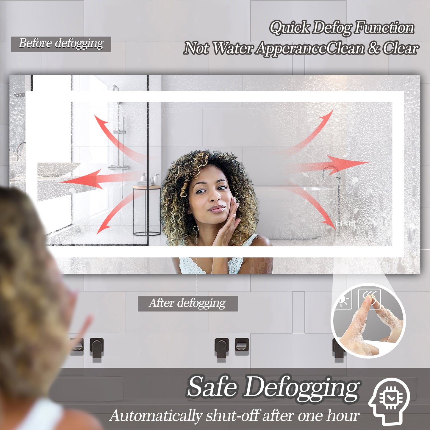 72" x 36" LED Bathroom Mirror with Anti-Fog and Touch Sensor – Modern Frameless Lighted Wall Mirror for Bathroom Vanity, Shower Room, or Dressing Area