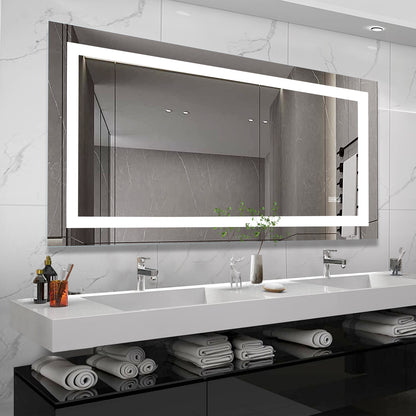 72" x 36" LED Bathroom Mirror with Anti-Fog and Touch Sensor – Modern Frameless Lighted Wall Mirror for Bathroom Vanity, Shower Room, or Dressing Area