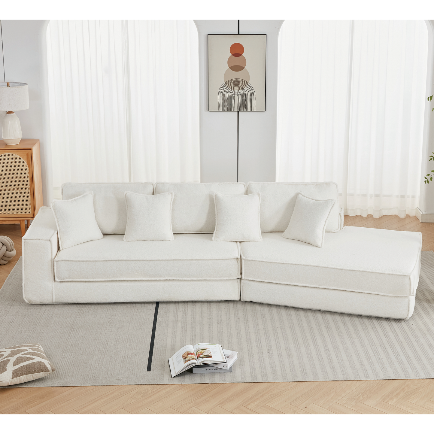 Folding Convertible Out Sleeper Sofa Bed,2-in-1, Combination Convertible Sofa,3 seat, Upholstered,Fold Out Floor Gaming Sofa Bed , Lamb Velvet Fabric,Living Room,Beige