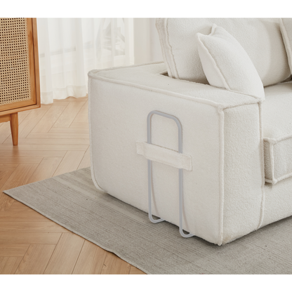 Folding Convertible Out Sleeper Sofa Bed,2-in-1, Combination Convertible Sofa,3 seat, Upholstered,Fold Out Floor Gaming Sofa Bed , Lamb Velvet Fabric,Living Room,Beige